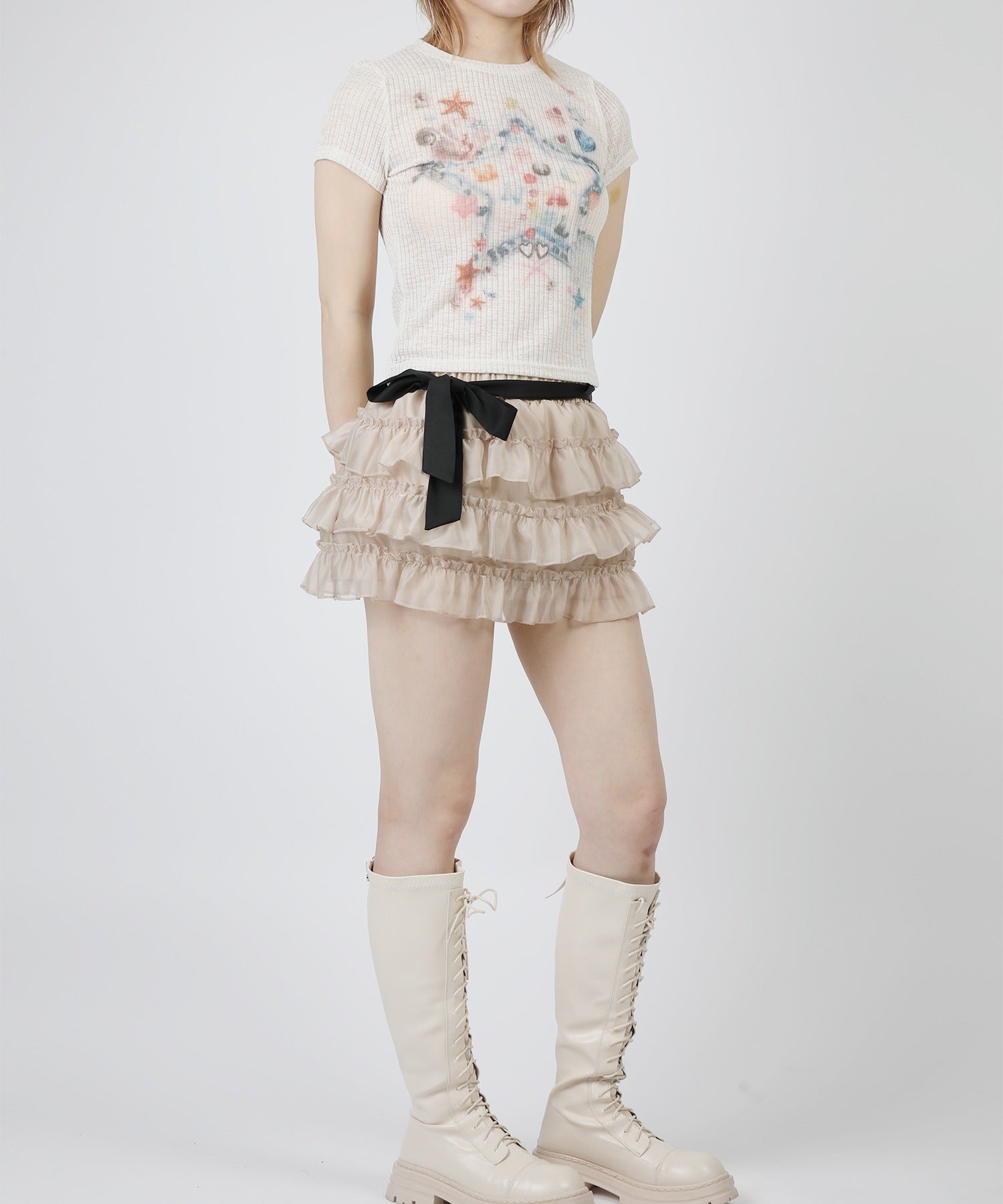 【HOOK】for girls スタープリントTシャツ (SS)
