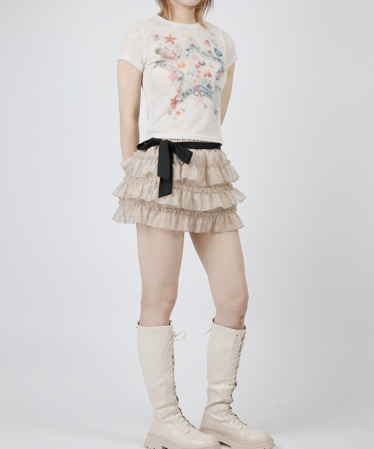 【HOOK】for girls スタープリントTシャツ (SS)