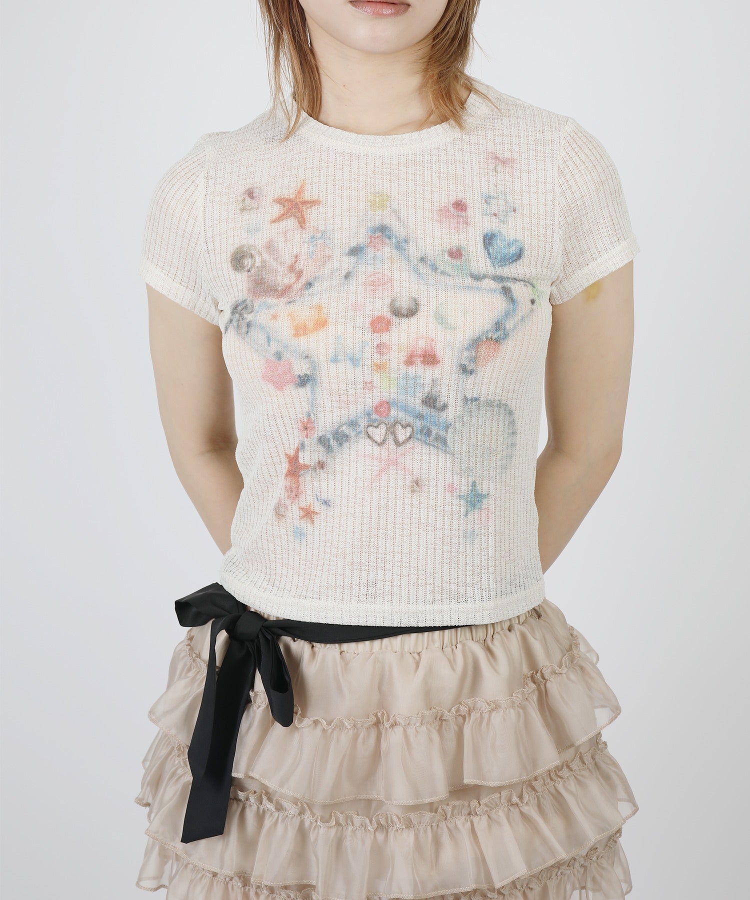 【HOOK】for girls スタープリントTシャツ (SS)