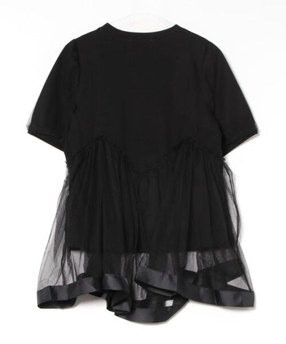 チュール切り替えフレアTシャツワンピース