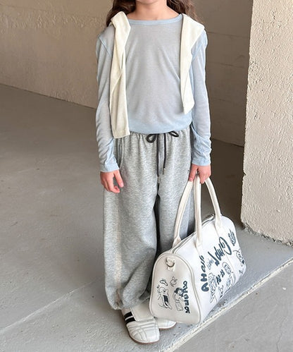 【aimoha-KIDS-】キッズ 　ワイドスウェットパンツ