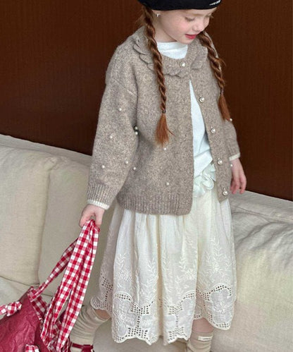 【aimoha-KIDS-】パール付き ニットカーディガン