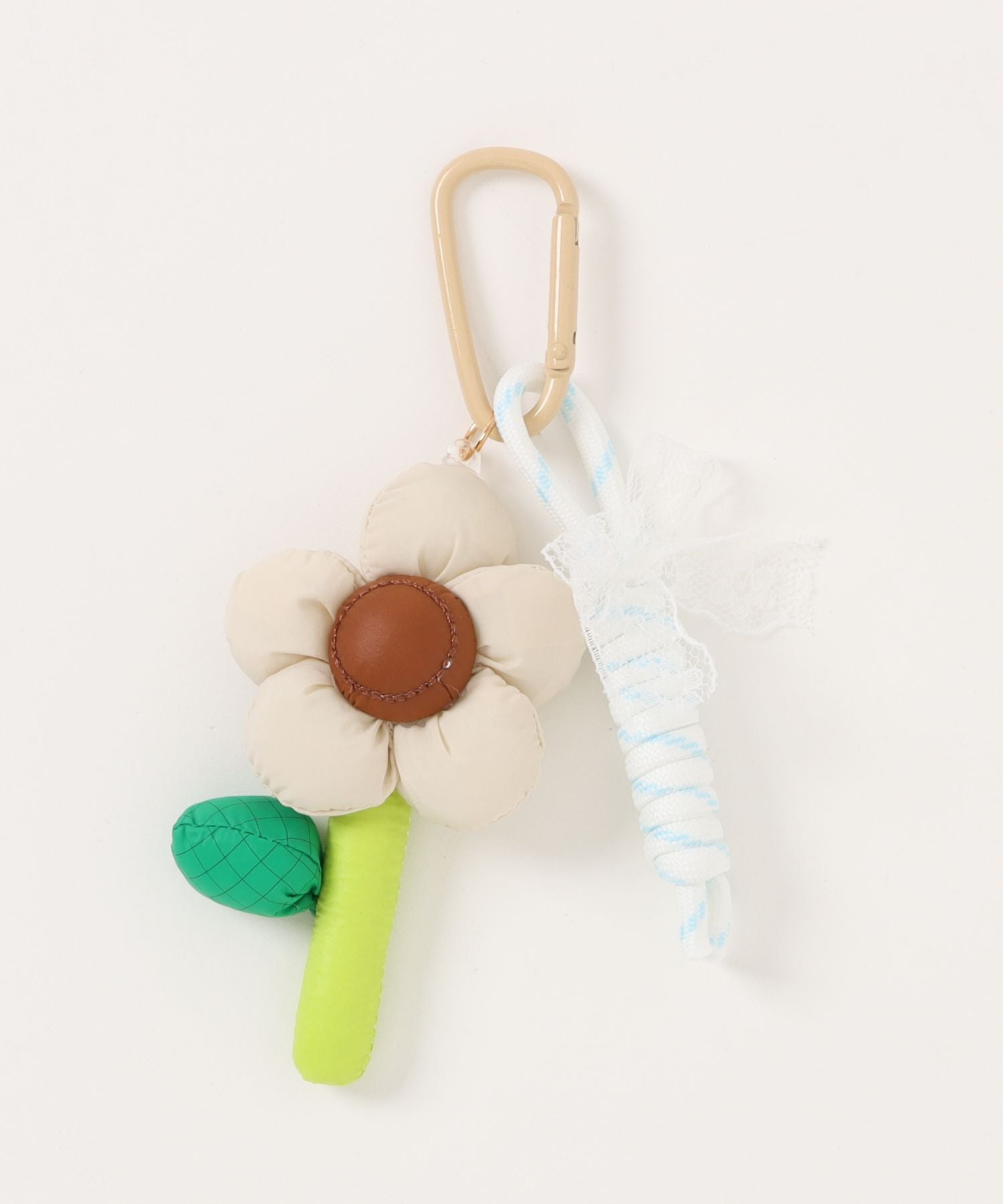 布花チャーム付きキーホルダー