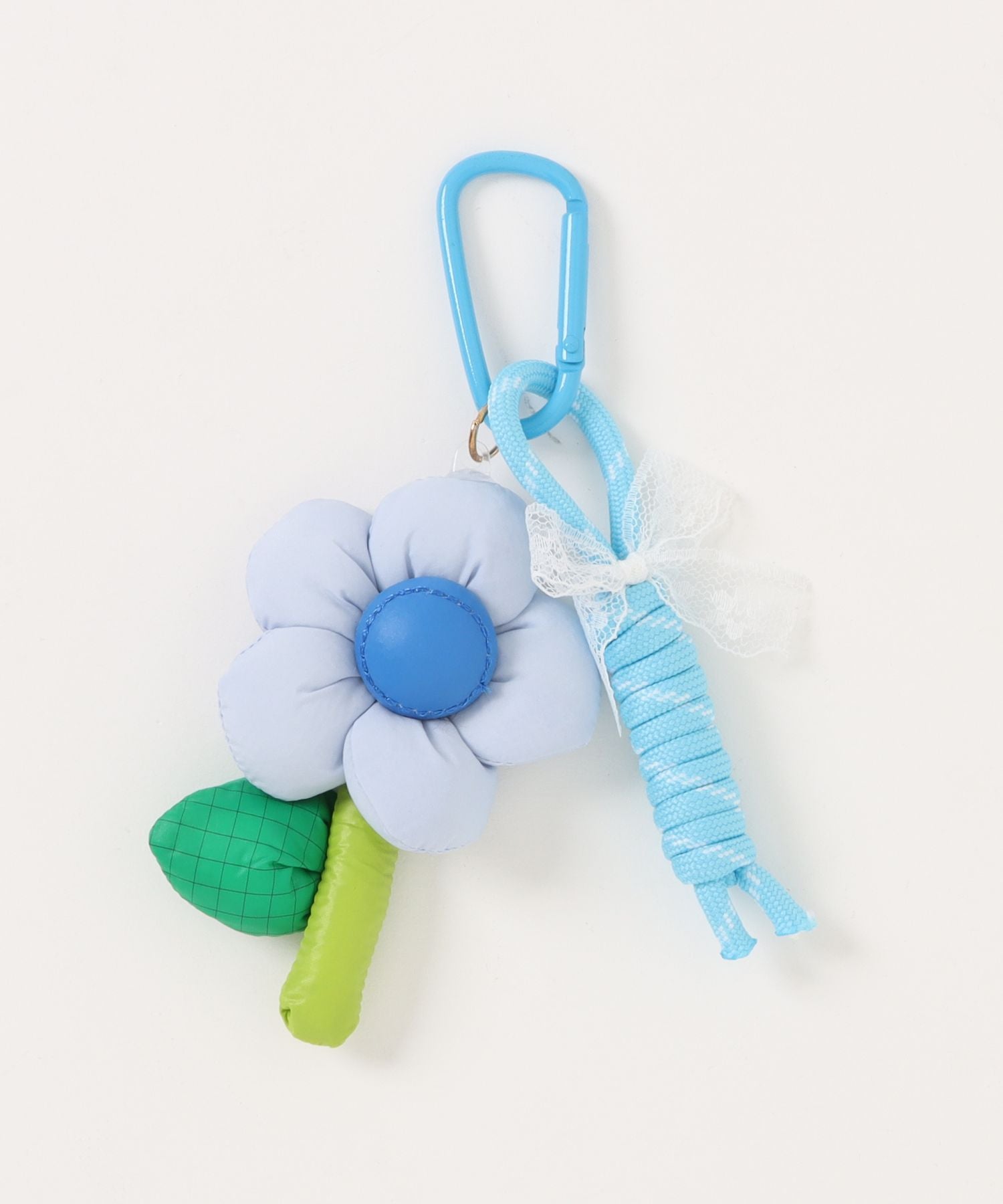 布花チャーム付きキーホルダー