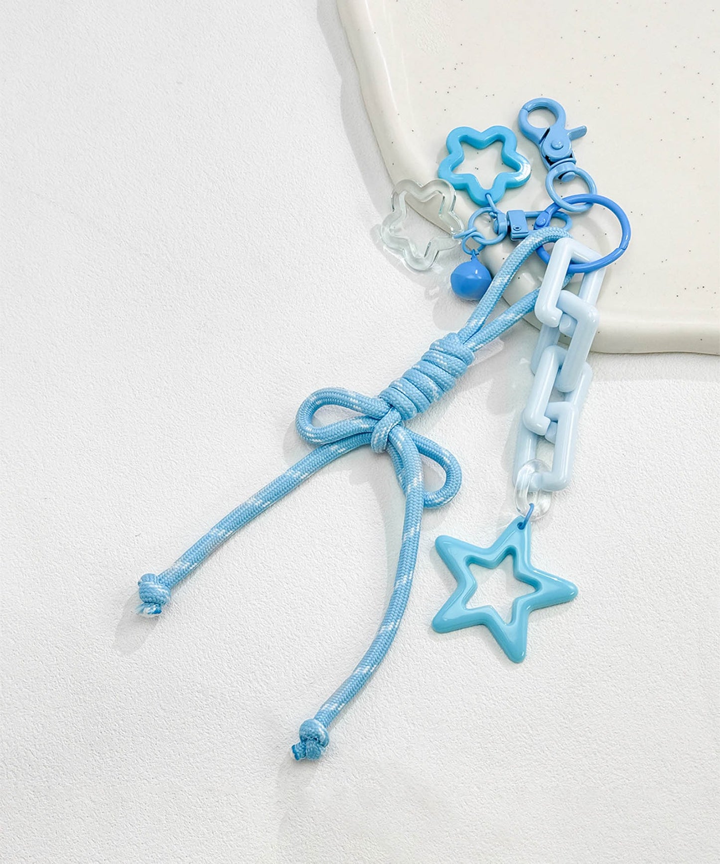 星チャーム付き パラコードリボンキーホルダー