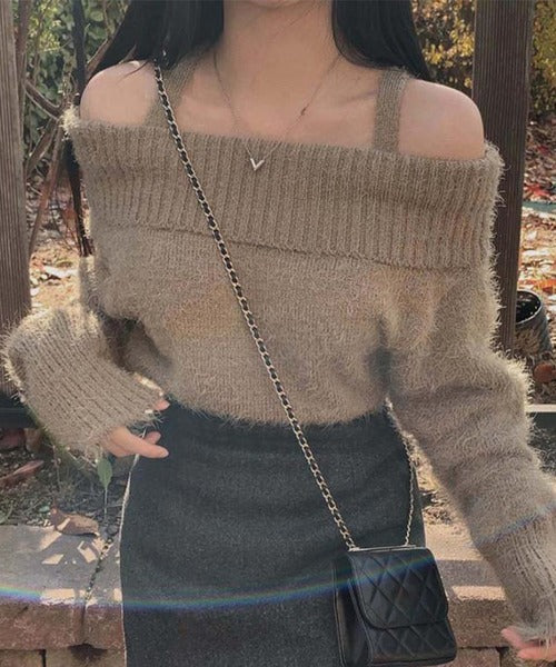 【Jasmine】オフショルダーニットプルオーバー