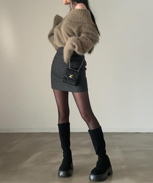 【Jasmine】オフショルダーニットプルオーバー