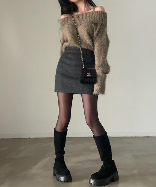 【Jasmine】オフショルダーニットプルオーバー