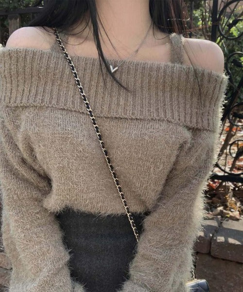 【Jasmine】オフショルダーニットプルオーバー