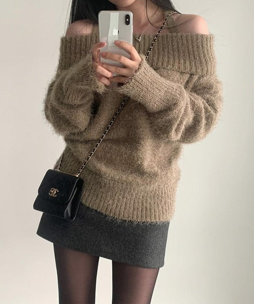 【Jasmine】オフショルダーニットプルオーバー