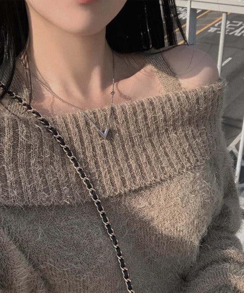 【Jasmine】オフショルダーニットプルオーバー