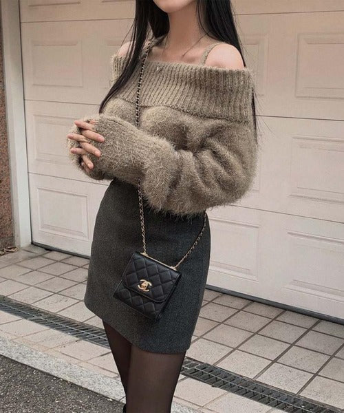 【Jasmine】オフショルダーニットプルオーバー