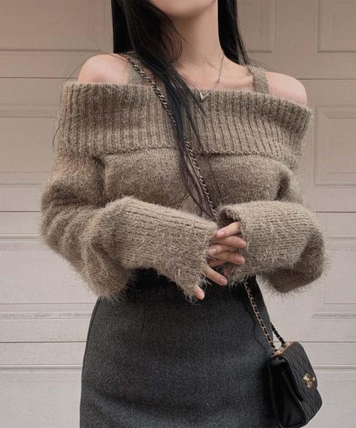 【Jasmine】オフショルダーニットプルオーバー