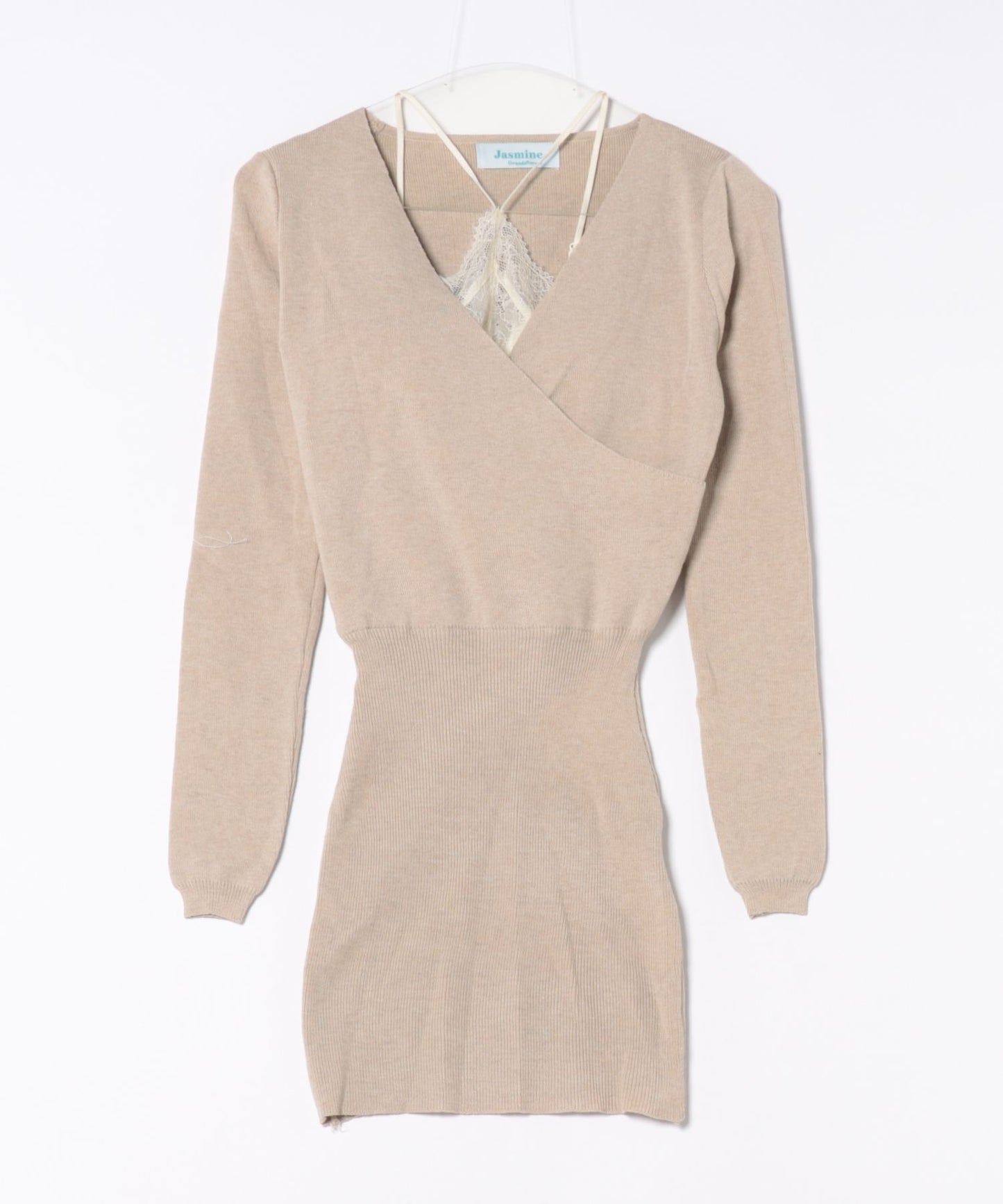 【Jasmine】カシュクールレースミニニットワンピース