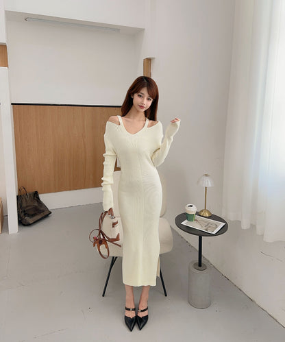 【Jasmine】カットアウトデザインニットワンピース