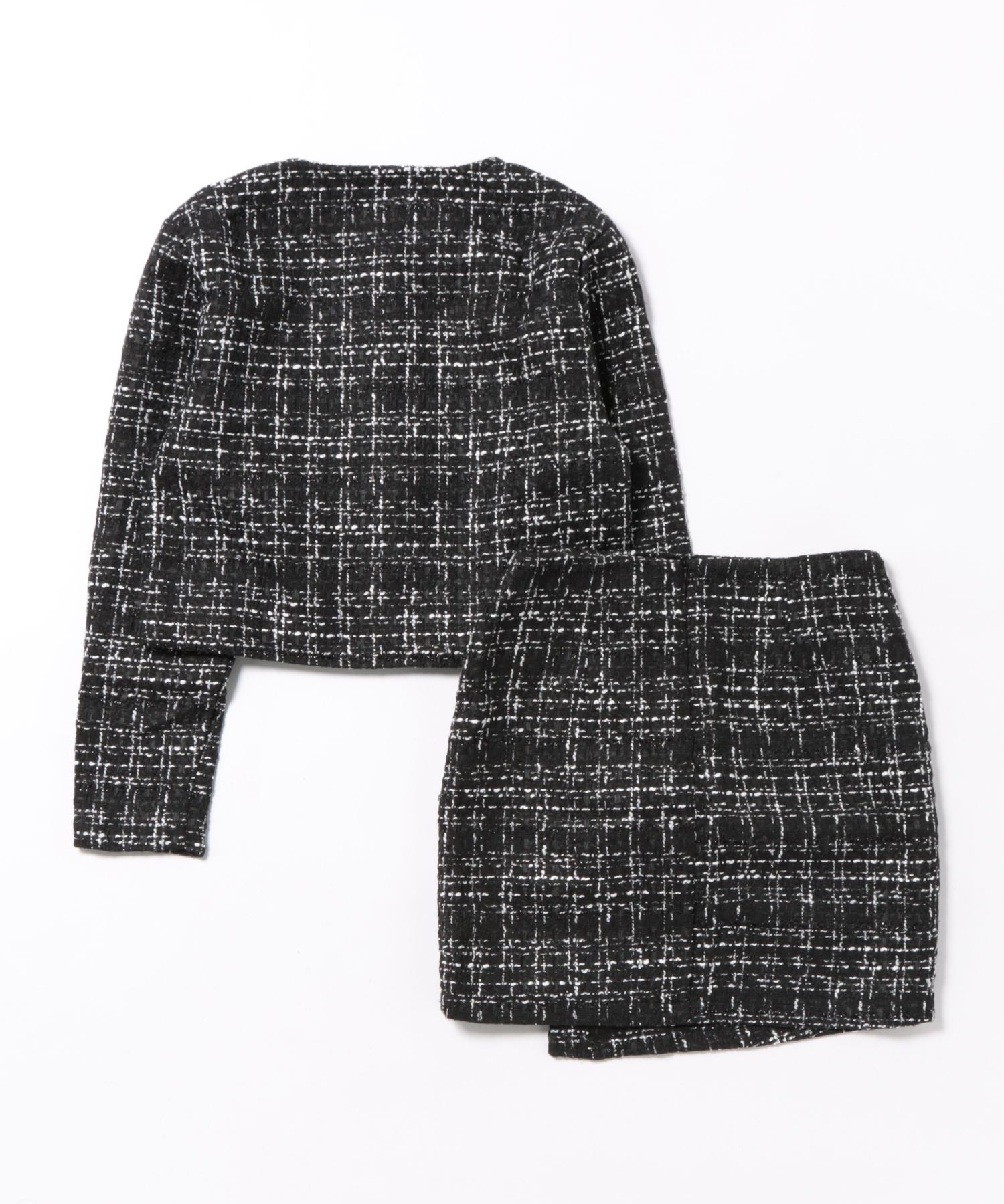 【Jasmine】ツイードノーカラージャケット+ミニスカート