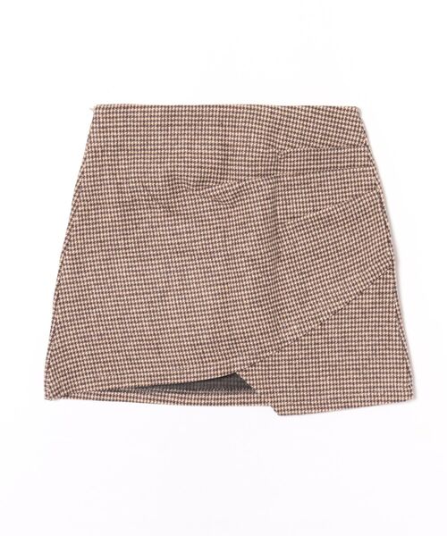 【Jasmine】千鳥柄アシンメトリーハイウエストミニスカート