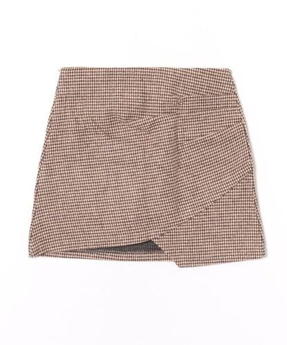【Jasmine】千鳥柄アシンメトリーハイウエストミニスカート
