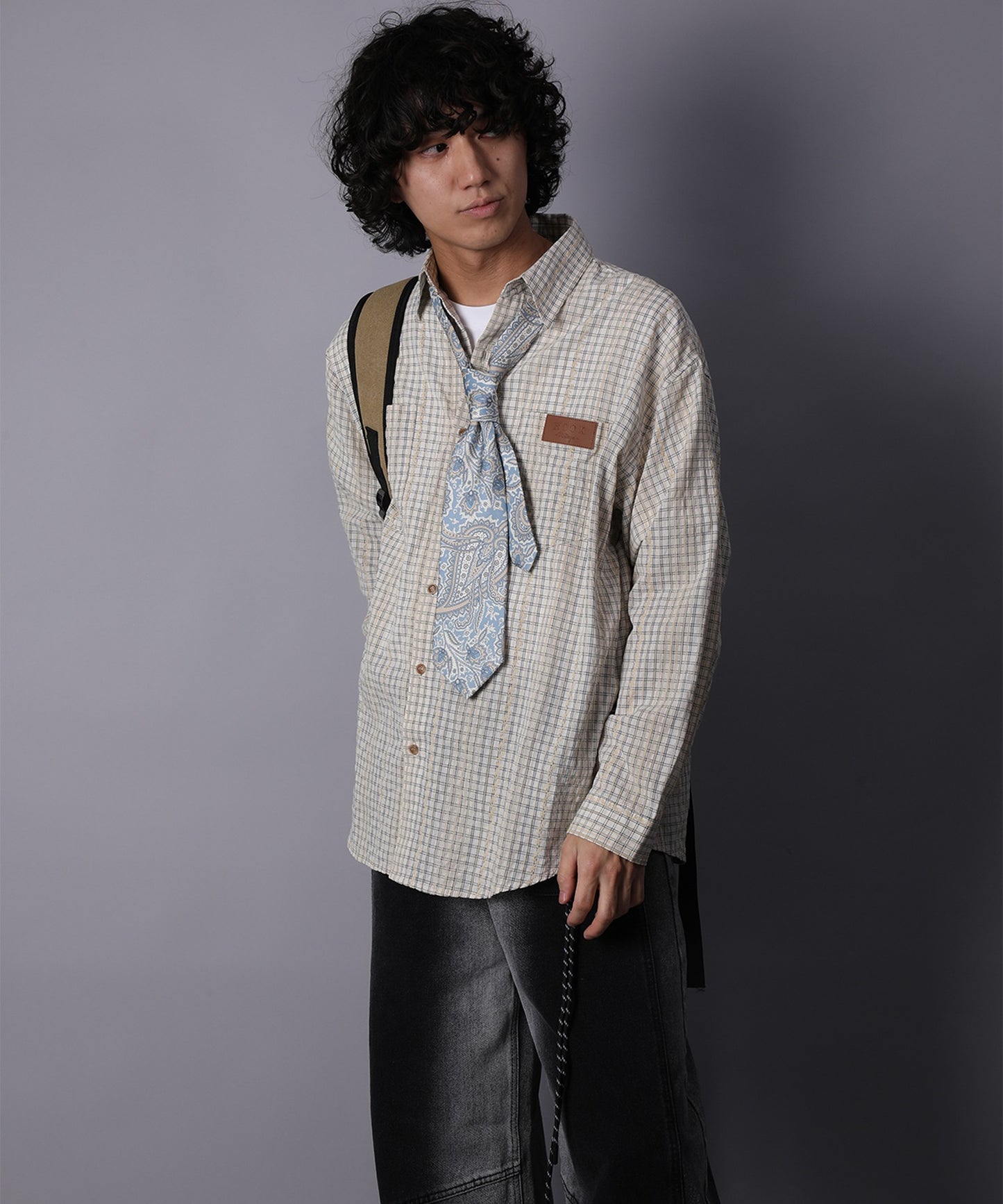 HOOK -original-　古着風ジャカードチェック柄シャツ
