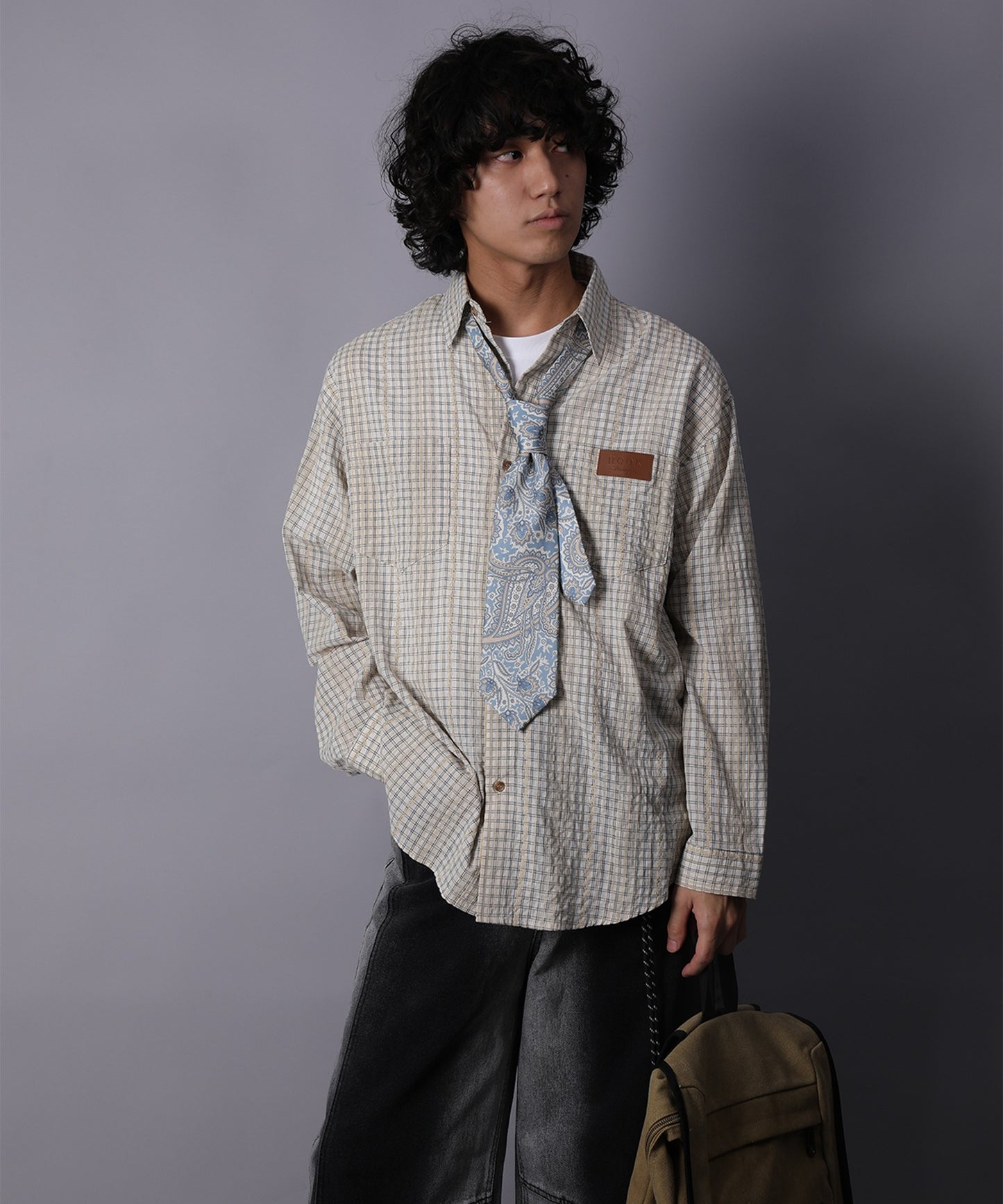 HOOK -original-　古着風ジャカードチェック柄シャツ