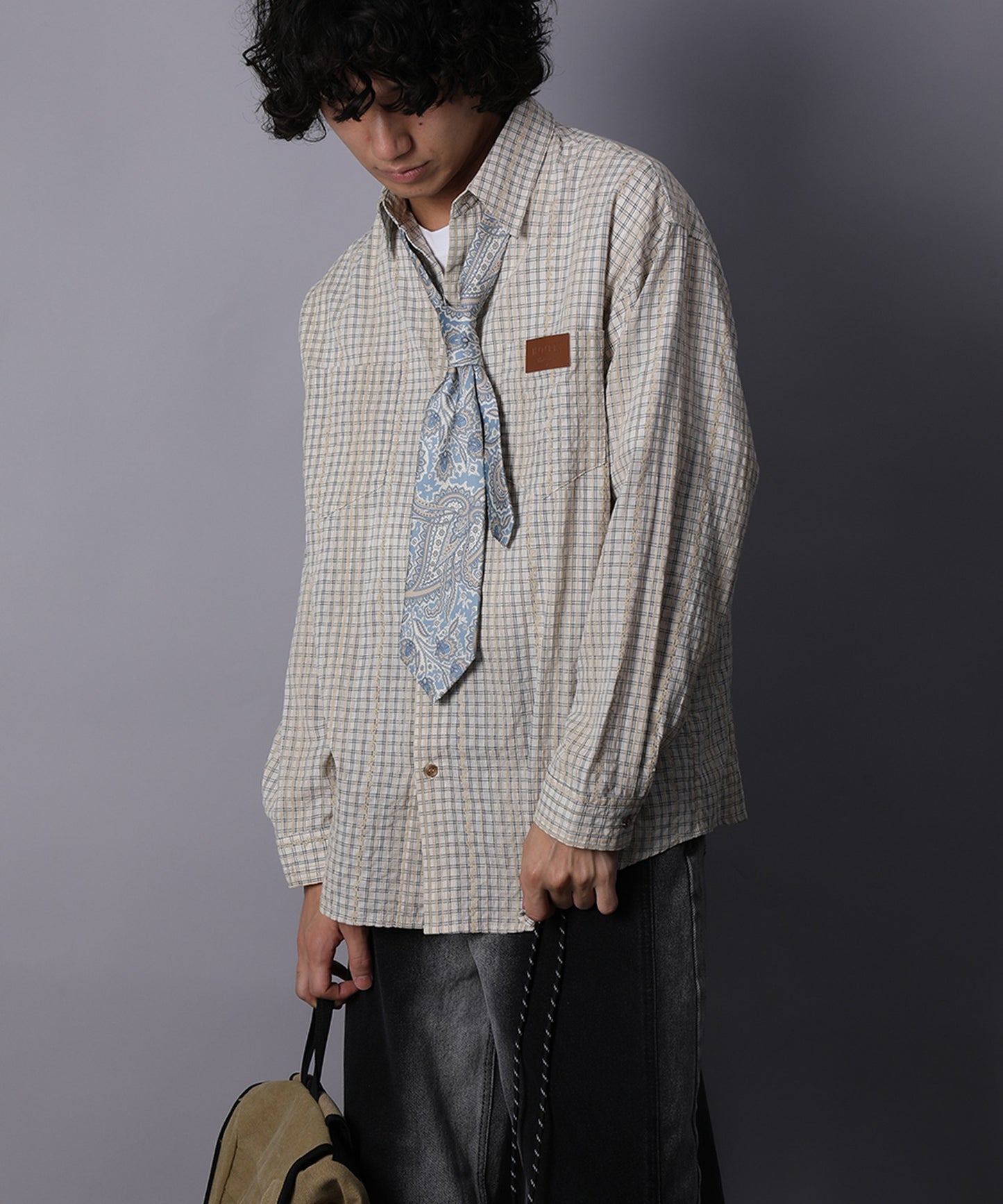 HOOK -original-　古着風ジャカードチェック柄シャツ