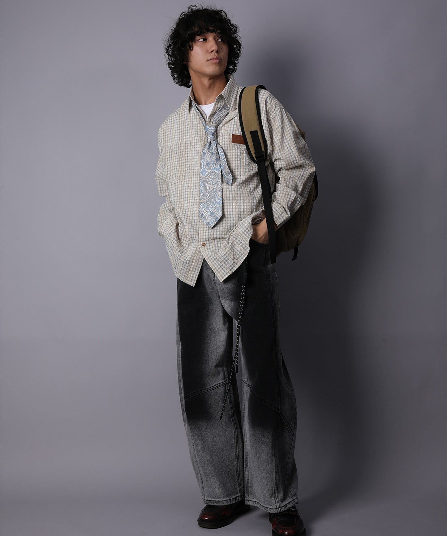 HOOK -original-　古着風ジャカードチェック柄シャツ