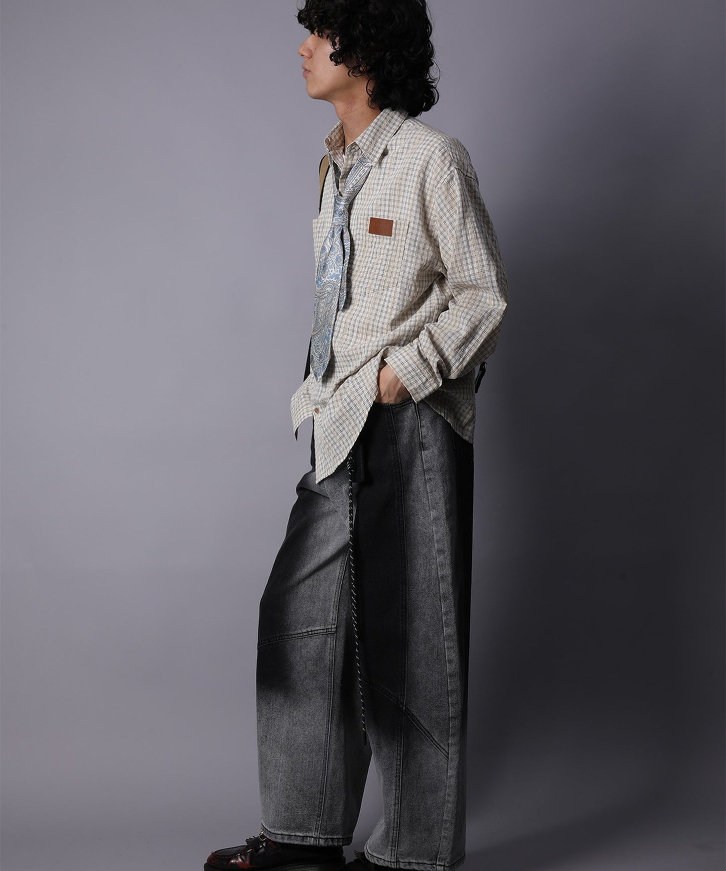 HOOK -original-　古着風ジャカードチェック柄シャツ