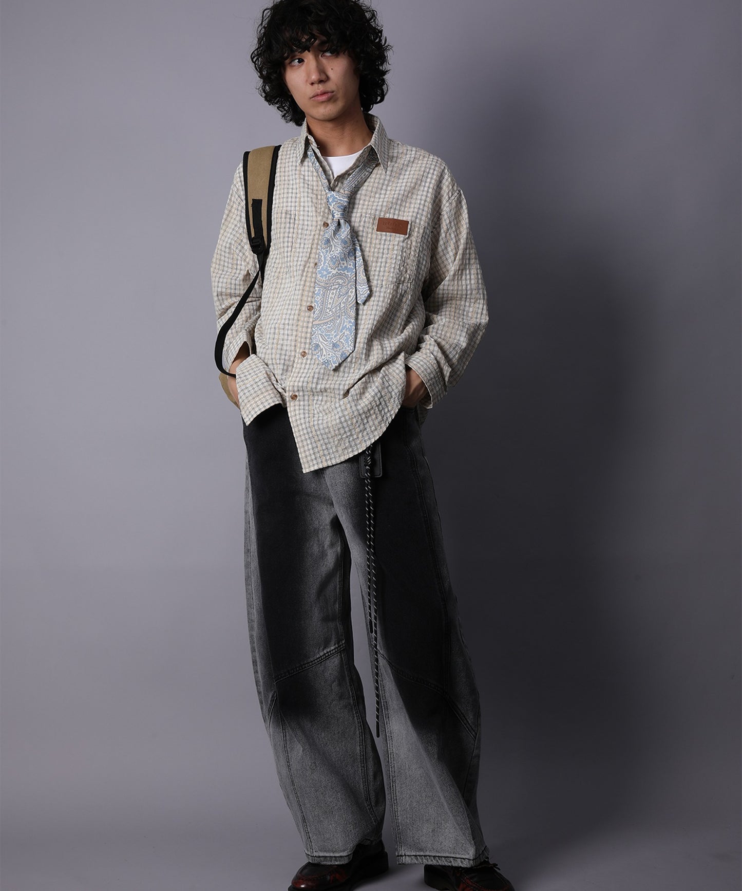 HOOK -original-　古着風ジャカードチェック柄シャツ