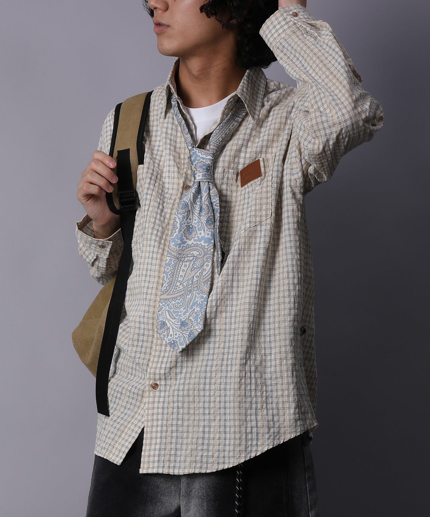 HOOK -original-　古着風ジャカードチェック柄シャツ