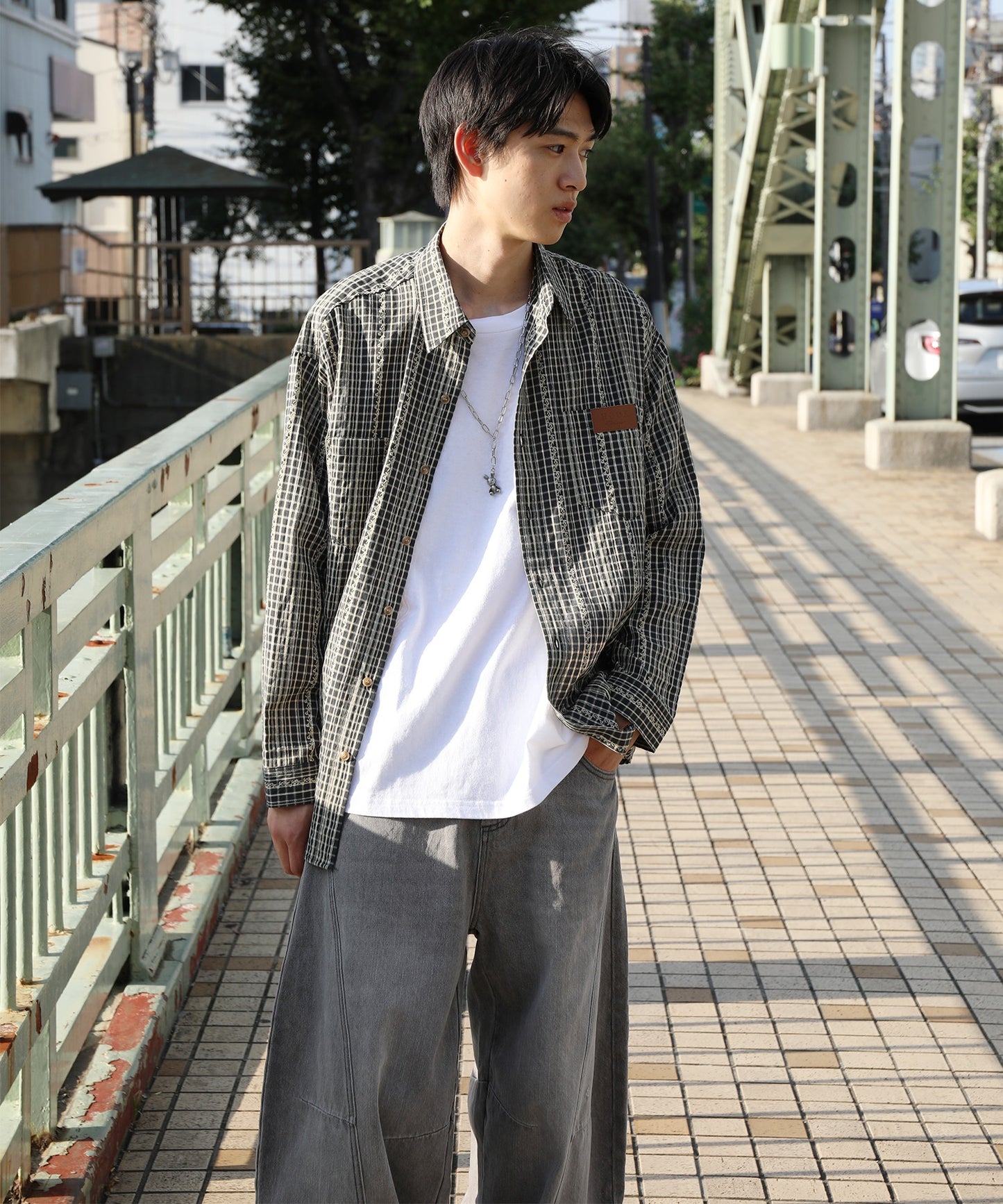 HOOK -original-　古着風ジャカードチェック柄シャツ