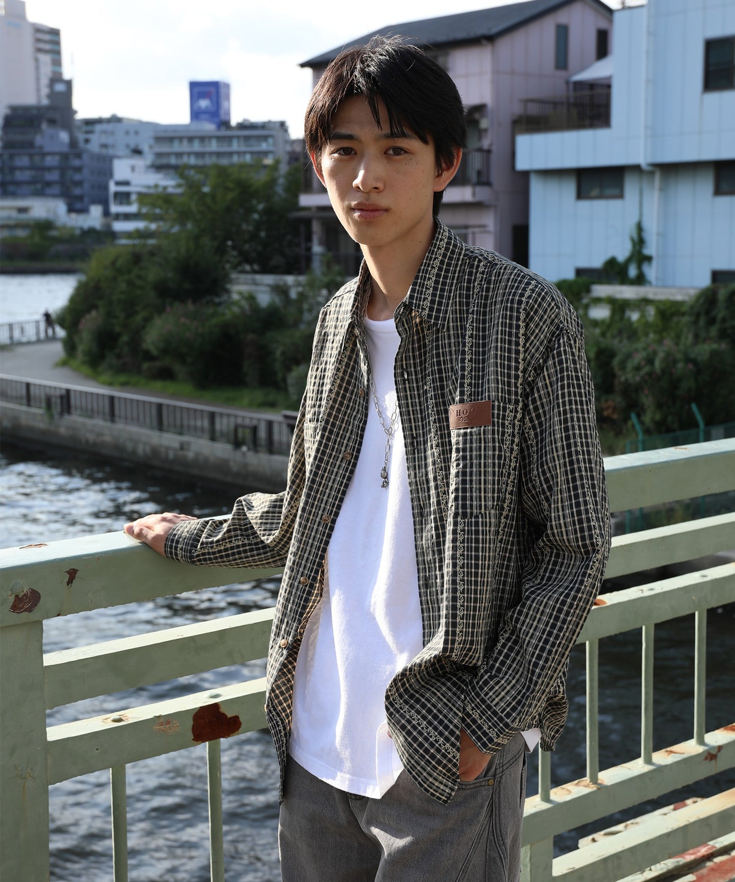 HOOK -original-　古着風ジャカードチェック柄シャツ