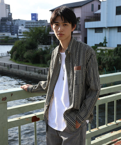 HOOK -original-　古着風ジャカードチェック柄シャツ