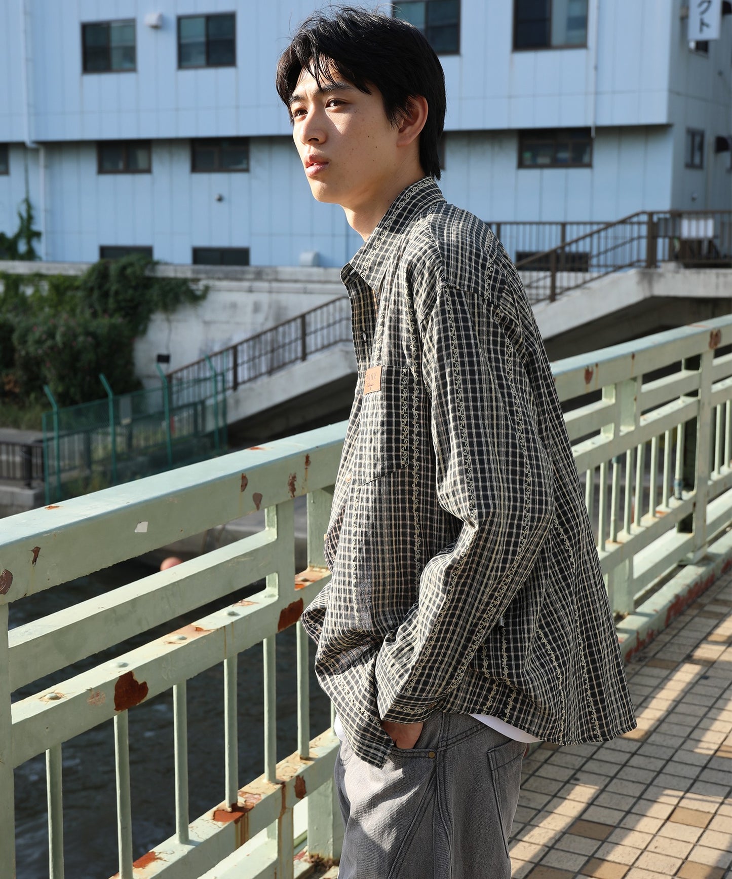 HOOK -original-　古着風ジャカードチェック柄シャツ