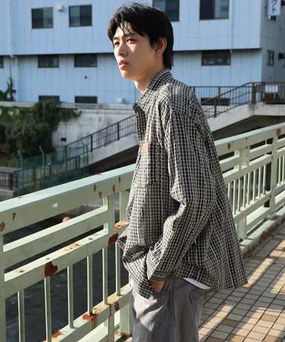 HOOK -original-　古着風ジャカードチェック柄シャツ