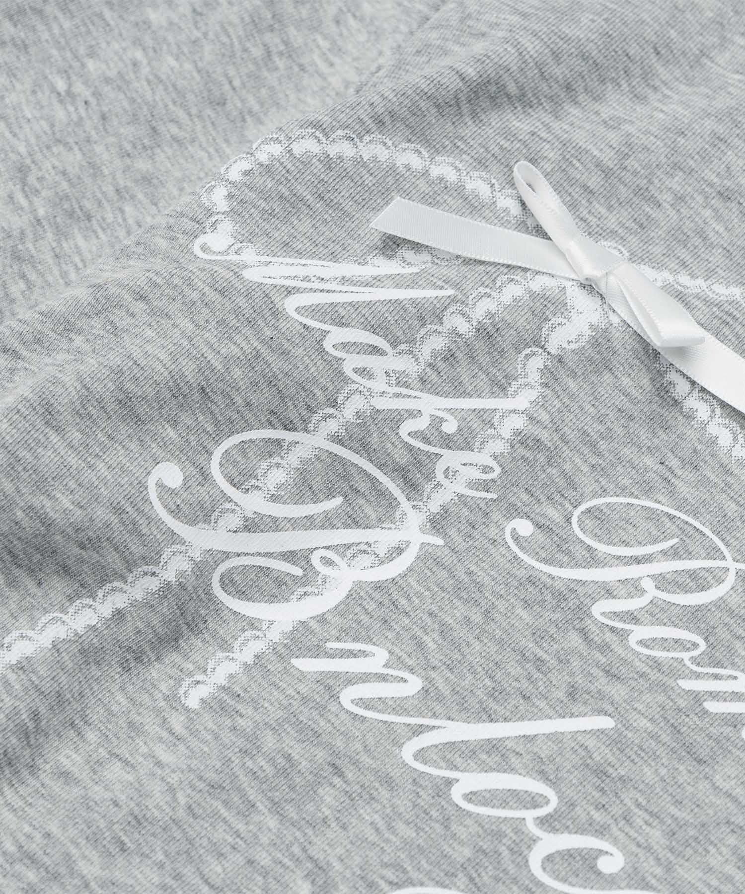 レース リボン 裾シャーリング ロングTシャツ