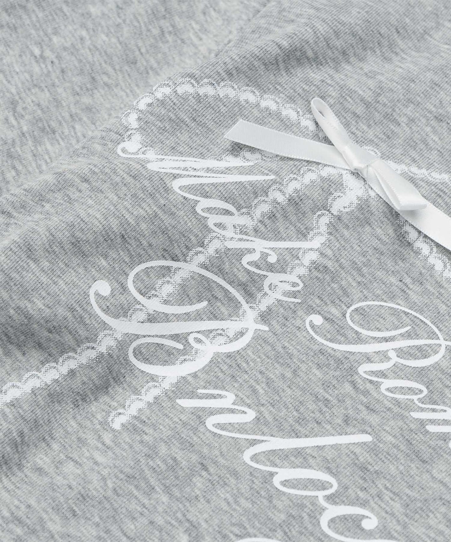 レース リボン 裾シャーリング ロングTシャツ