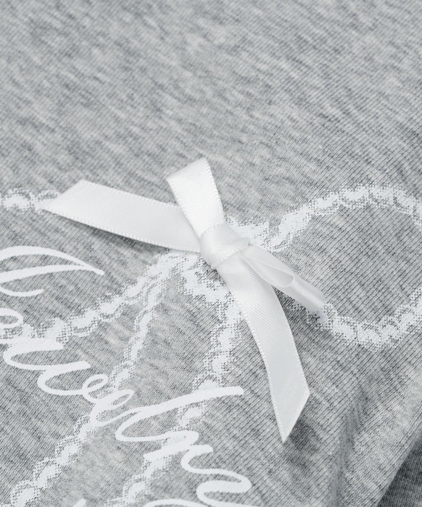 レース リボン 裾シャーリング ロングTシャツ