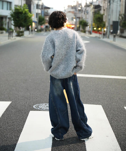 HOOK -original-　絵画パッチワーク風長起毛カーディガン