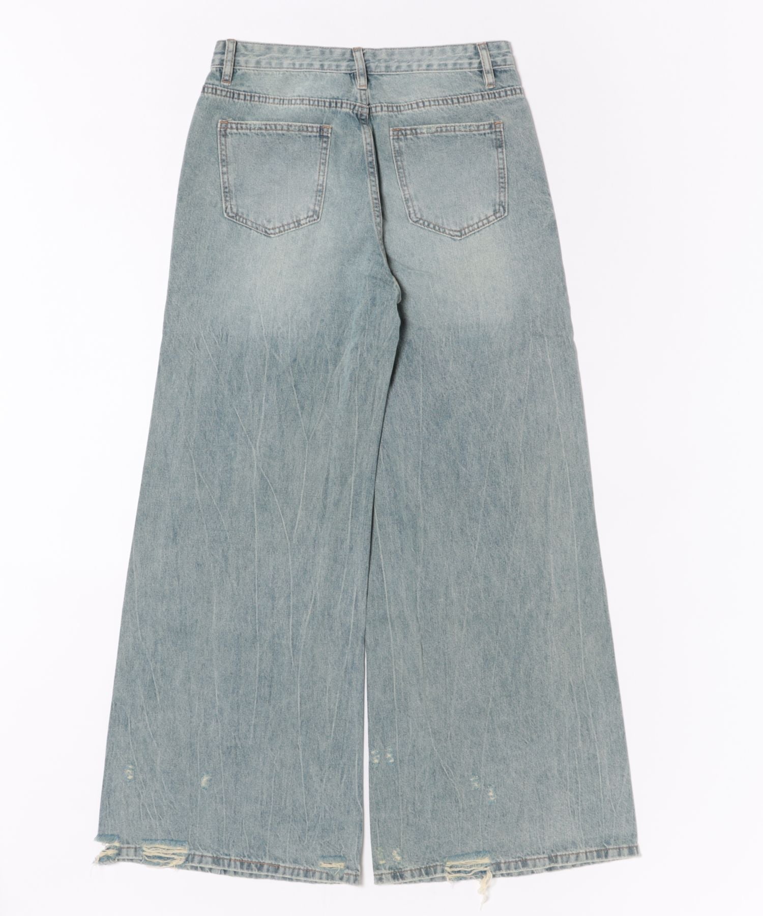 【HOOK】for girls Y2Kダメージルーズワイドデニムパンツ / ヴィンテージウォッシュバギー
