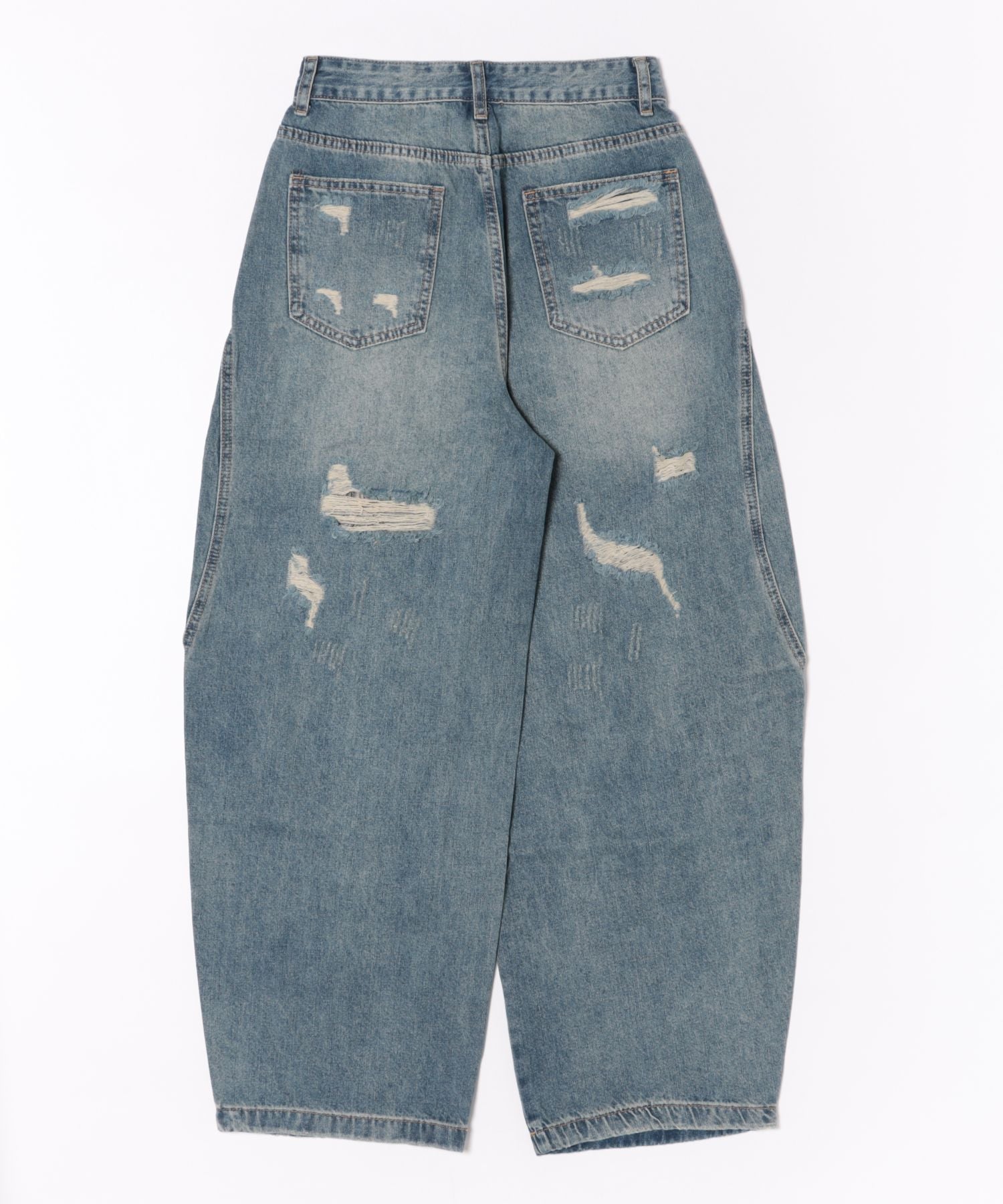 【HOOK】for girls ヴィンテージウォッシュ バルーンシルエットダメージデニムパンツ