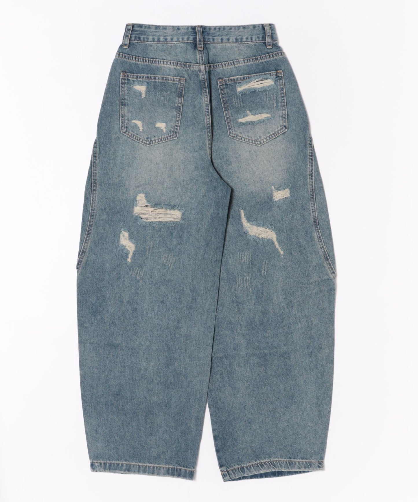 【HOOK】for girls ヴィンテージウォッシュ バルーンシルエットダメージデニムパンツ