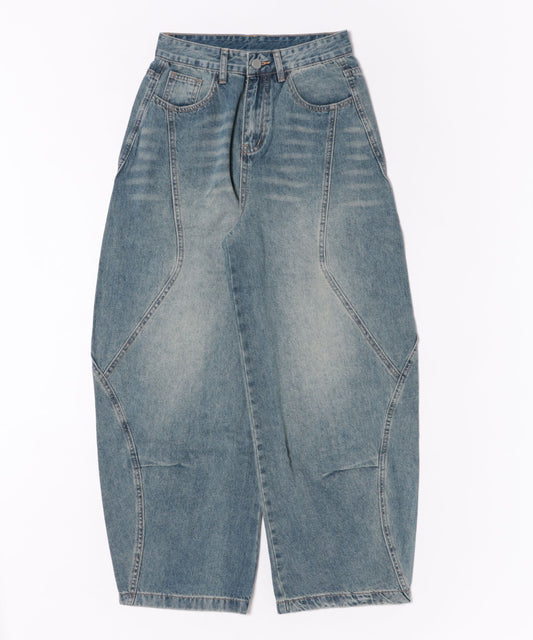 【HOOK】for girls ヴィンテージウォッシュ バルーンシルエットダメージデニムパンツ