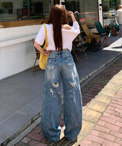 【HOOK】for girls ヴィンテージウォッシュ バルーンシルエットダメージデニムパンツ