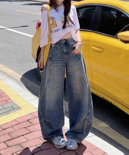 【HOOK】for girls ヴィンテージウォッシュ バルーンシルエットダメージデニムパンツ