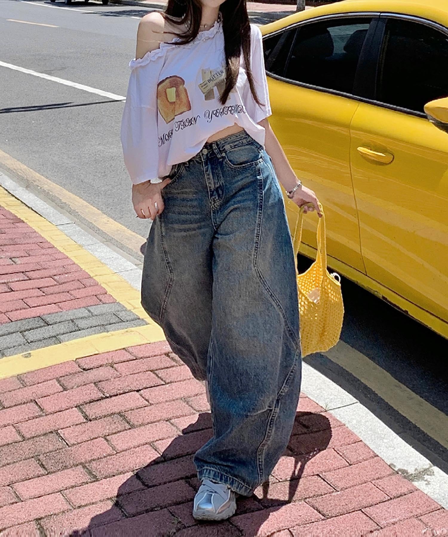 【HOOK】for girls ヴィンテージウォッシュ バルーンシルエットダメージデニムパンツ