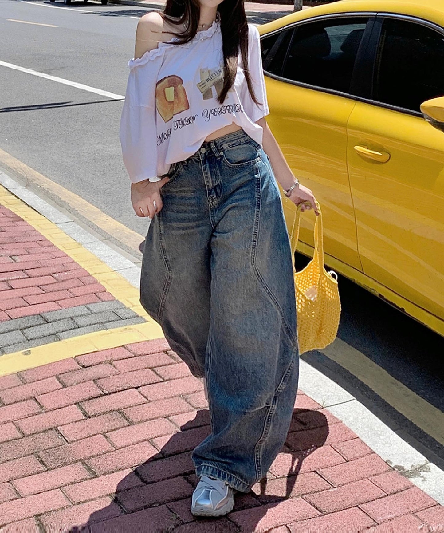 【HOOK】for girls ヴィンテージウォッシュ バルーンシルエットダメージデニムパンツ