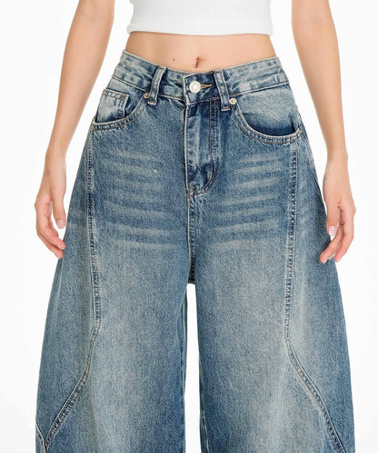 【HOOK】for girls ヴィンテージウォッシュ バルーンシルエットダメージデニムパンツ