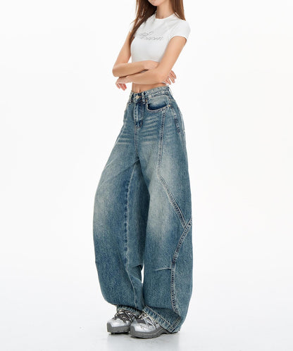 【HOOK】for girls ヴィンテージウォッシュ バルーンシルエットダメージデニムパンツ