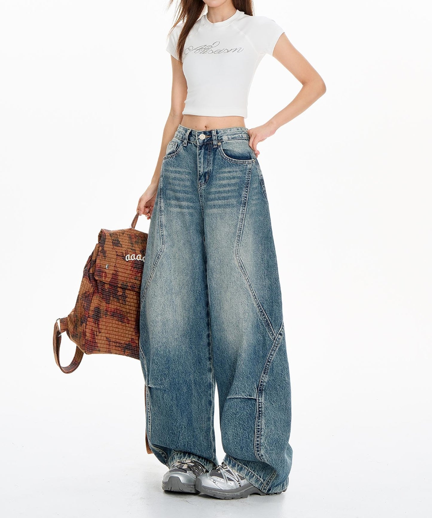 【HOOK】for girls ヴィンテージウォッシュ バルーンシルエットダメージデニムパンツ