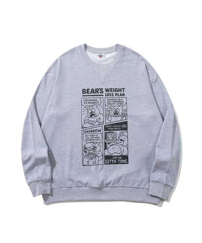 HOOK -original-　「BEAR’S WEIGHT LOSS PLAN」コミックプリント スウェット